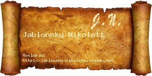Jablonsky Nikolett névjegykártya